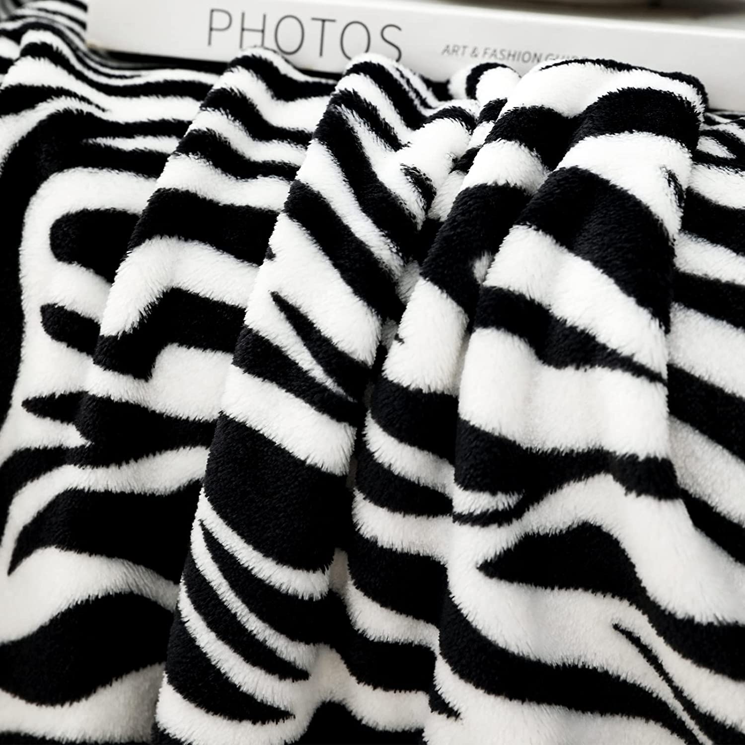Zebra Suede-Hemmed Patterned Small Blanket