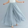 thumbnail image 4 of qolati Cotton Linen Yaga Pants for Women 2023 Summer Elastic Waist Flowy Wide Leg Palazzo Pants Casual High Waisted Beach Lounge Trouses, 4 of 6