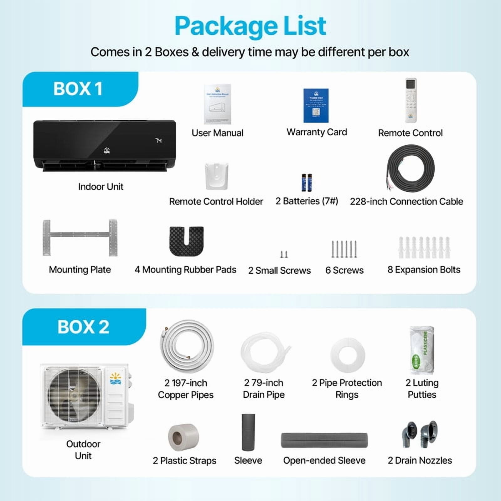 Etust 18000 BTU Ductless Mini Split AC / Heating System with Heat Pump, High-Efficiency 21 SEER2 208/230V Air Conditioner with Installation Kit & WiFi Control, Covers up to 900 Sq.Ft., Black