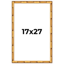 17x27 Frame Gold Bamboo Solid Wood Picture Frame | 1 Inch Moulding Width | Interior Frame Depth