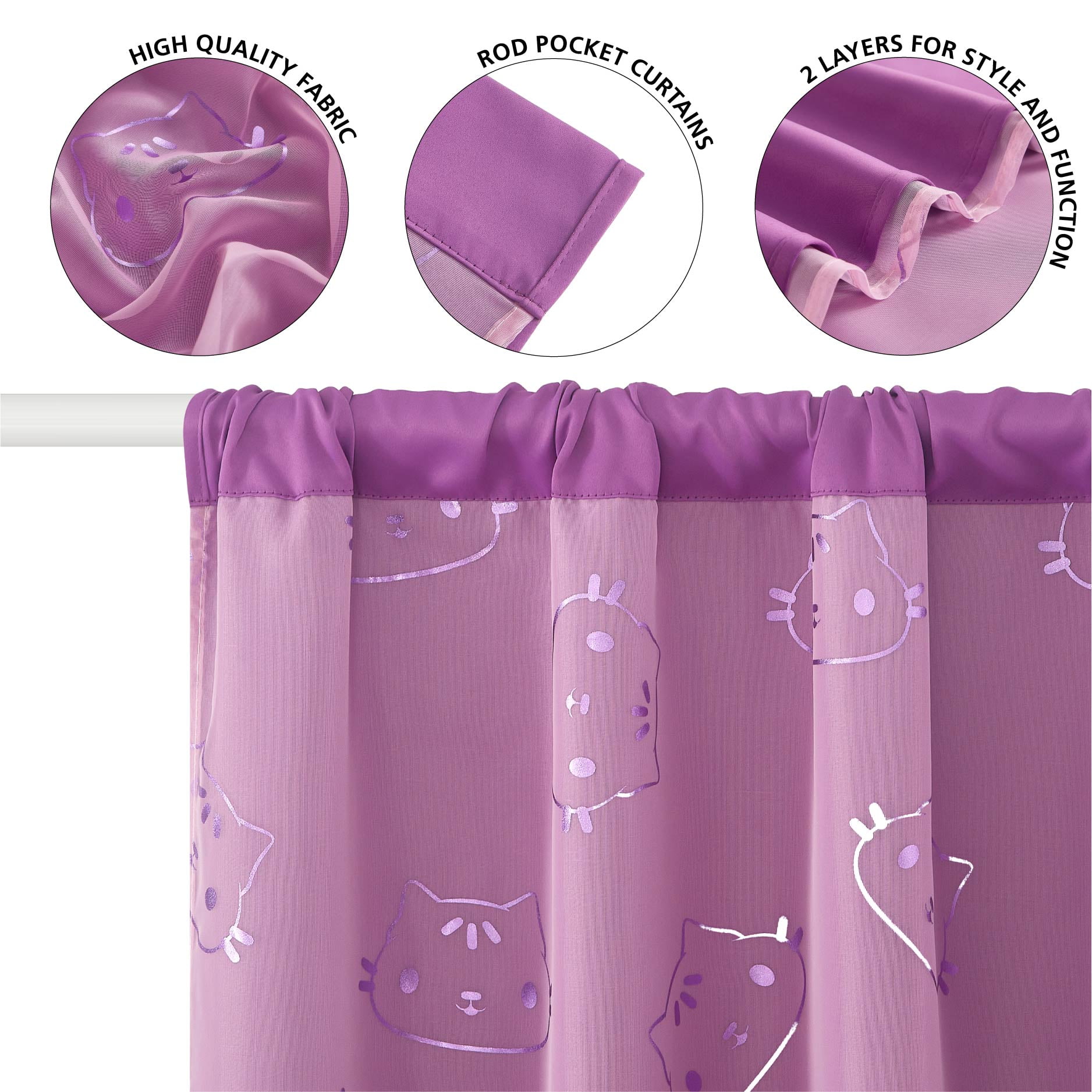 DreamWorks Gabby's Dollhouse 38" x 84" 2 Layer Blackout Curtain Panel for Kid's Bedroom