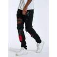 thumbnail image 2 of Crysp Denim Men's Harvey Patch Panel Stitching Distressed Rips Skinny Fit Jeans (30, Black), 2 of 3