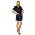 thumbnail image 3 of Bimba Women Kimono Sleeve Short Satin Robe Bride Bridesmaid Robe Lace Coverup, 3 of 4