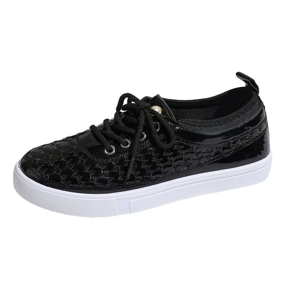 Leather Flat Casual Shoes for Women Fashion Leopard Print Lace Up Sneakers Comfortable Slip On Low Top Tennis Shoes Black Size 8.5