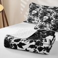 thumbnail image 4 of Homewish Classic Rose Skull Quilt Full for Boys Girls, Monochrome Floral Leaf Skeleton Full Bedspread Sets, 3pcs, 4 of 7