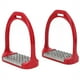 thumbnail image 1 of Silla de caballo de aluminio antideslizante, estribos ingleses, seguridad ecuestre para montar a caballo (rojo), 1 par, 1 of 5