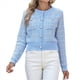 thumbnail image 2 of Cárdigan de Punto Texturizado de Larga con Botones y Bolsillos para Mujer Azul L, 2 of 10