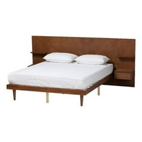 Bowery Hill Ash Wood Queen Platform Storage Bed with Nightstands