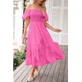 thumbnail image 4 of Vestido PRETTYGARDEN Midi Rosa Rosado con Mangas Abullonadas Talla Grande, 4 of 8