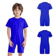 thumbnail image 5 of iiniim Needs Adaptive Clothing for Children Girls Boys Anti-Strip Romper Short Sleeve Zip Back Jumpsuit Royal Blue 10, 5 of 6