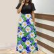 thumbnail image 1 of Puntoco Vestido De Manga Corta Con Cuello Redondo Y Falda Larga Estilo Resort Con Estampado Floral Para Mujer Negro Xl,Regalos Para Mujer Joven, 1 of 5