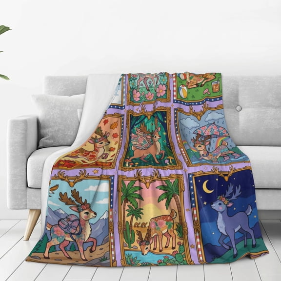 Hunting Throw Blanket, Flannel Blanket Warm for Bed Couch Sofa Office Travel, Perfect Christmas Gift for Men 50x40