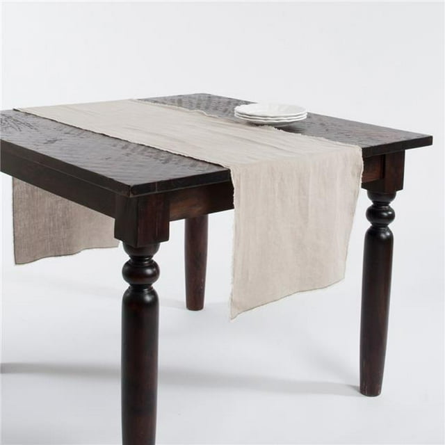 SARO 13009.N1672B 16 x 72 in. Rectangulaire à Franges Design Pierre Lavée Linge de Table Coureur - Naturel