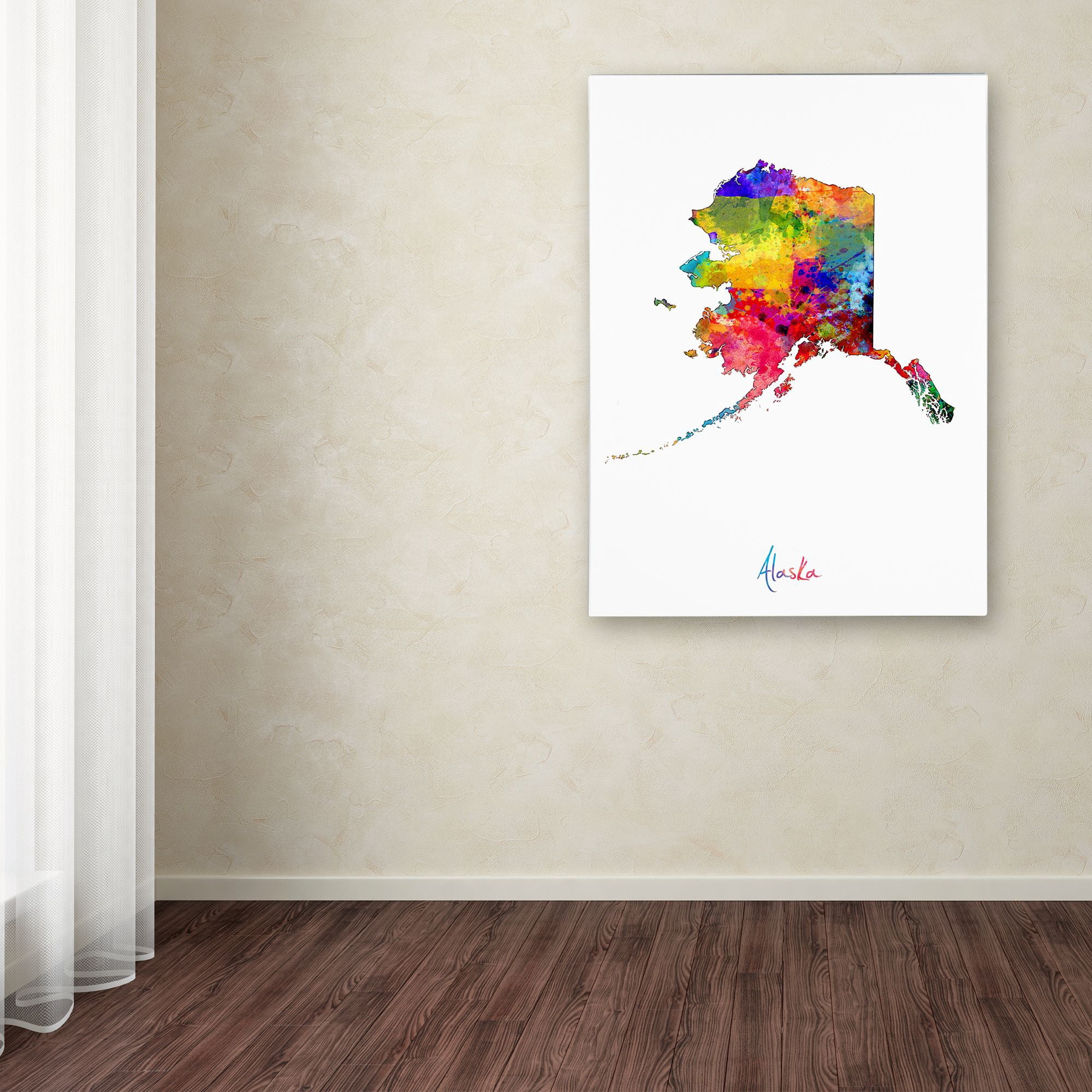 Trademark Fine Art "Alaska Map" Canvas Art by Michael Tompsett