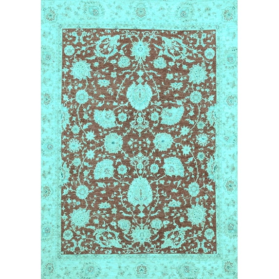 Ahgly Company Indoor Rectangle Oriental Light Blue Traditional Area Rugs, 2' x 4'