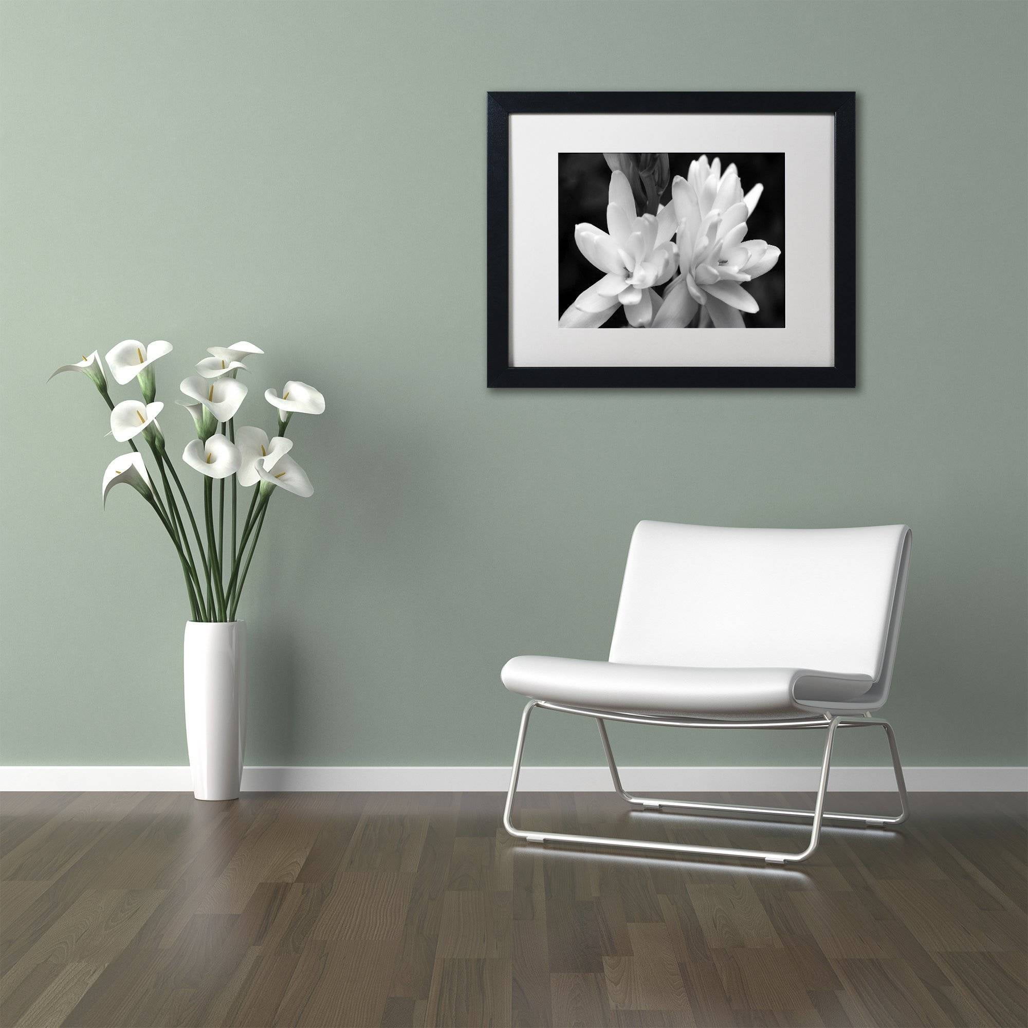 Trademark Fine Art "Tuber Rose in Black and White" Canvas Art by Kurt Shaffer, White Matte, Black Frame
