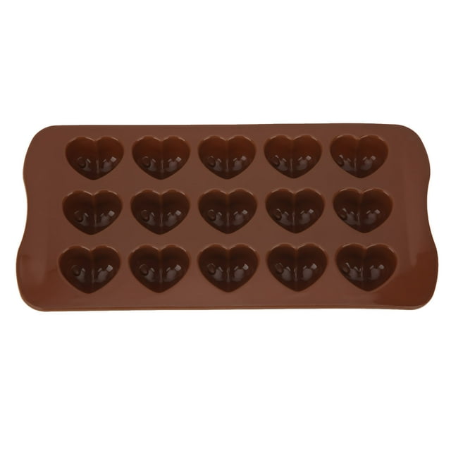 Molde de silicona para chocolate con 15 agujeros en forma de corazón, para hacer chocolate, utensilios para hornear, color rojo