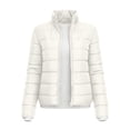 thumbnail image 6 of BXJX Womens Puffer Jackets, Lightweight Stand up Collar Full Zip Long Sleeve Winter Outerwear with Pockets White Size M, 6 of 8