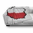 thumbnail image 2 of Poland Soft Flannel Fleece Throw Blanket, Simplistic Design Traveling with a Map and Flag European Country, Cozy Plush for Indoor and Outdoor Use, 60" x 80", Vermilion Charcoal Grey, by Ambesonne, 2 of 5