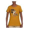 thumbnail image 2 of Wild Bobby God Made Me This Way Cross with Sunflowers Inspirational/Christian Women Graphic Tee, Gold, Large, 2 of 6