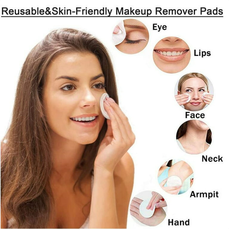 6Pieces Reusable Makeup Remover Makeup Face Pads are Super Pads Friendly, Reusable Soft, for Organic Eco Double Premium & Pads Cotton - - Bamboo Removal Sided