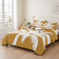 thumbnail image 2 of Quilts Twin XL Size Bedding Set, Tropical Plants Lightweight Quilted Comforter, Ginger Summer Coastal Palm Tree Rustic Leaves Bedspread Coverlet with Pillow Covers for All Season, 68" x 98", 2 of 9
