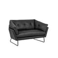 thumbnail image 6 of Karla Black PU Faux Leather Contemporary Loveseat and Ottoman, 6 of 8