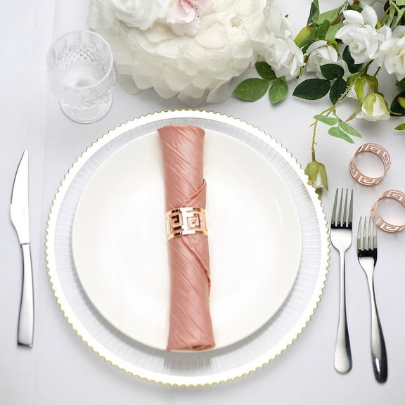 Efavormart Pack of 5 - Dusty Rose Accordion Crinkle Taffeta Napkins - Impeccable Metallic Glint - Perfect for Wedding Ceremonies, Birthday, Party, Event, Banquet, Restaurant Tableware - 20"x 20"