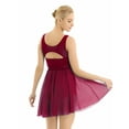 thumbnail image 3 of Doomiva Women Lyrical Dance Dresses V-Neck Chiffon Ballet Latin Dance Dress Wine Red M, 3 of 7