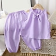 thumbnail image 2 of 2Pcs Summer Outfits Set for Toddler Girls For 5-6 Years Toddler Tank Top Pants Sets 2pc Plain Thin Sleeveless Undershirts Jogger Pants Outfits Baby Boys Fall Vest+trousers Purple Gift 2PCS Set, 2 of 9