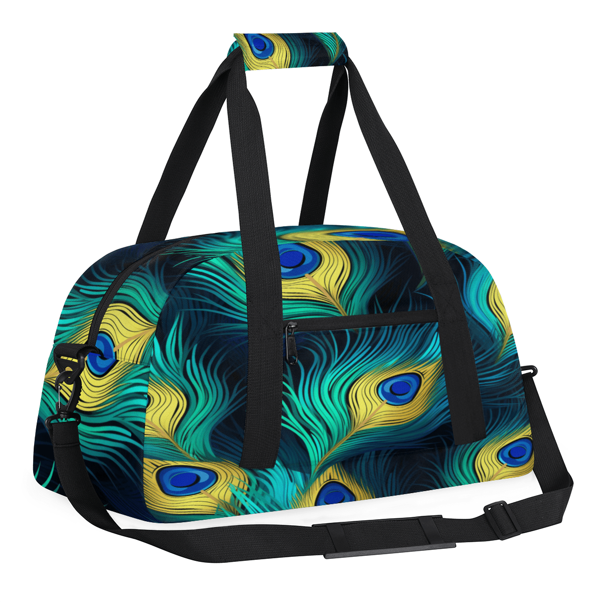 Herdesigns Peacock Bird Feathers Sports Duffle Bag for Women & Men, Gym Bag Dance Bag Overnight Bag Carry On Weekender Travel Bag
