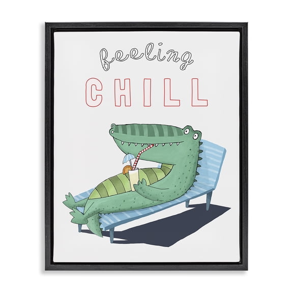 Stupell Industries Eclectic Feeling Chill Alligator Black Floating Frame Canvas Art, 17 x 21, by Carla Daly