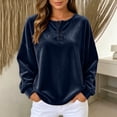 thumbnail image 2 of GEWSEY Velvet Blouses for Women Long Sleeve Crewneck Dressy Casual Velour Shirts Cocktail Evening Party Outfits (Blue, M), 2 of 5