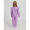thumbnail image 6 of GYRATEDREAM Girls 2 Piece Outfit Cable Textured Ruffle Sweatshirt Jogger Pants Set, 18M-6T Kids Casual Tracksuit, 6 of 9