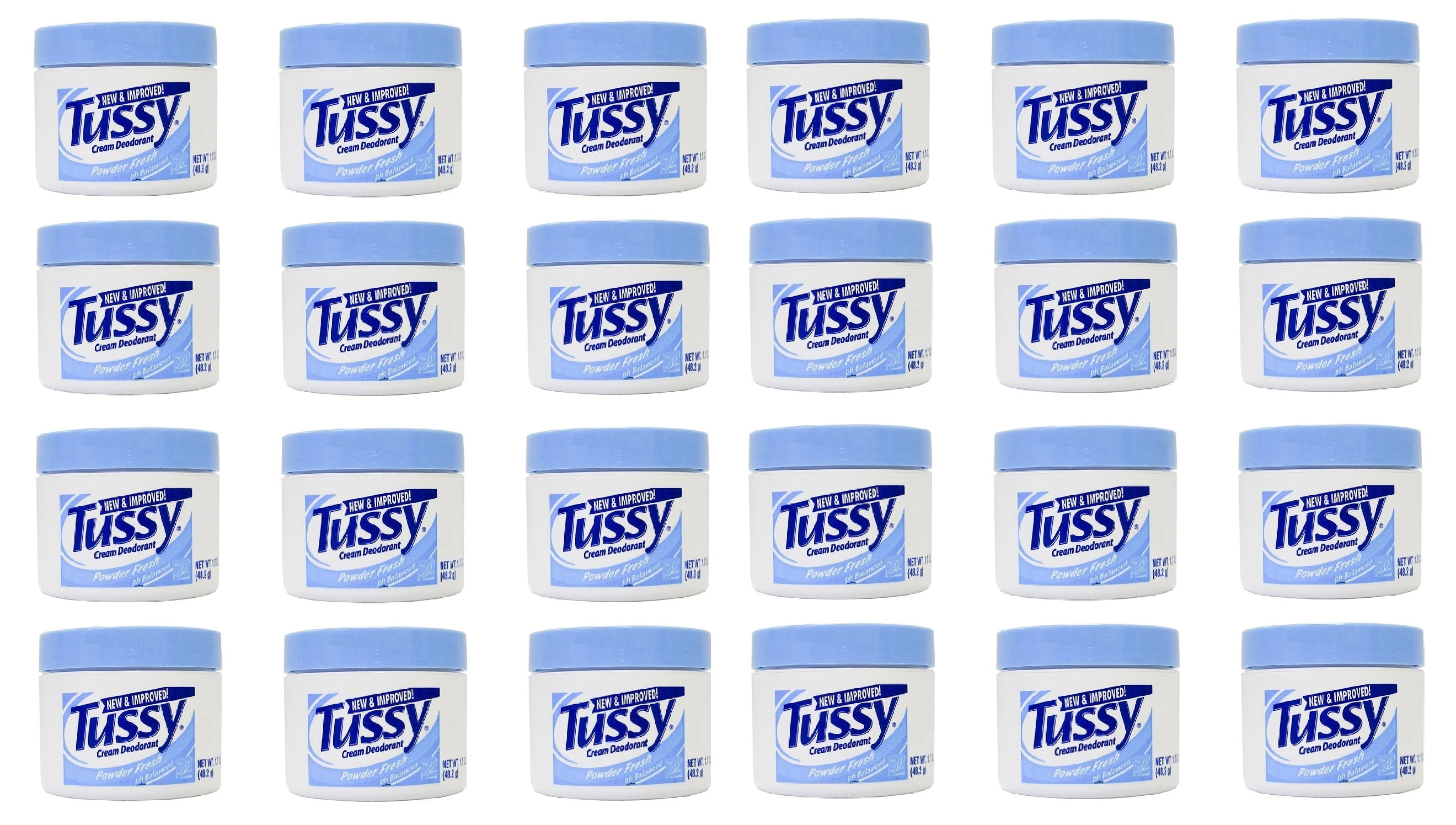 Tussy Deodorant Cream, Powder Fresh, 1.7 Oz (24 Pack) + Makeup Blender