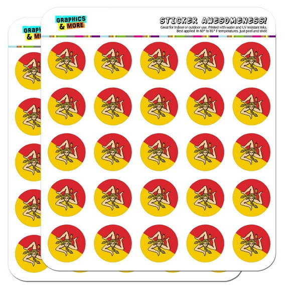Sicily National Country Flag 1" Scrapbooking Crafting Stickers