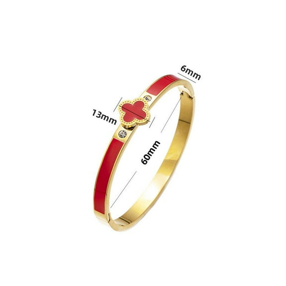 Fashion Unisex Stainless Steel Bracelet, 18K Gold Plated Four-Leaf Clover Open Bangle, Available in 26 Colors, Couples' Jewelry, Hypoallergenic, Ideal for Birthday, Anniversary, Valentine's Day Gifts