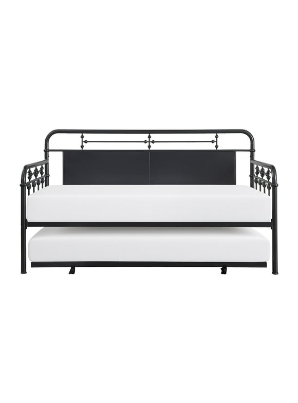 OakvillePark Ayres Metal Daybed with Trundle, Twin/Twin, Mottled Silver