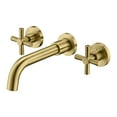 thumbnail image 1 of Brushed Brass Wall Mount Bathroom Faucet Two Cross Handles and Rough-in Valve Included,SUMERAIN, 1 of 4