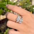 thumbnail image 4 of Bright White CZ Leaf Drop Adjustable Open Ring Band Bridal Silver Plated Jewelry, 4 of 9