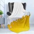 thumbnail image 4 of Yellow and White Soft Flannel Fleece Blanket, Dripping White Milk Cream Paint Yogurt on Yellow Honey Background Print, Cozy Plush for Indoor and Outdoor Use, 50" x 70", Yellow White, by Ambesonne, 4 of 5