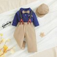 thumbnail image 2 of Tao Tao Baby Clothes Set For Birthday Toddler Kids Boys Gentleman's Dress Suit 4PCS Shirts + Vest + Pants + Hat Child Baby Outfits Khaki 18 Months, 2 of 9