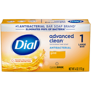 Dial Gold Antibacterial Deodorant Bar Soap, Advanced Clean Deep Cleanse Bar, 4 oz