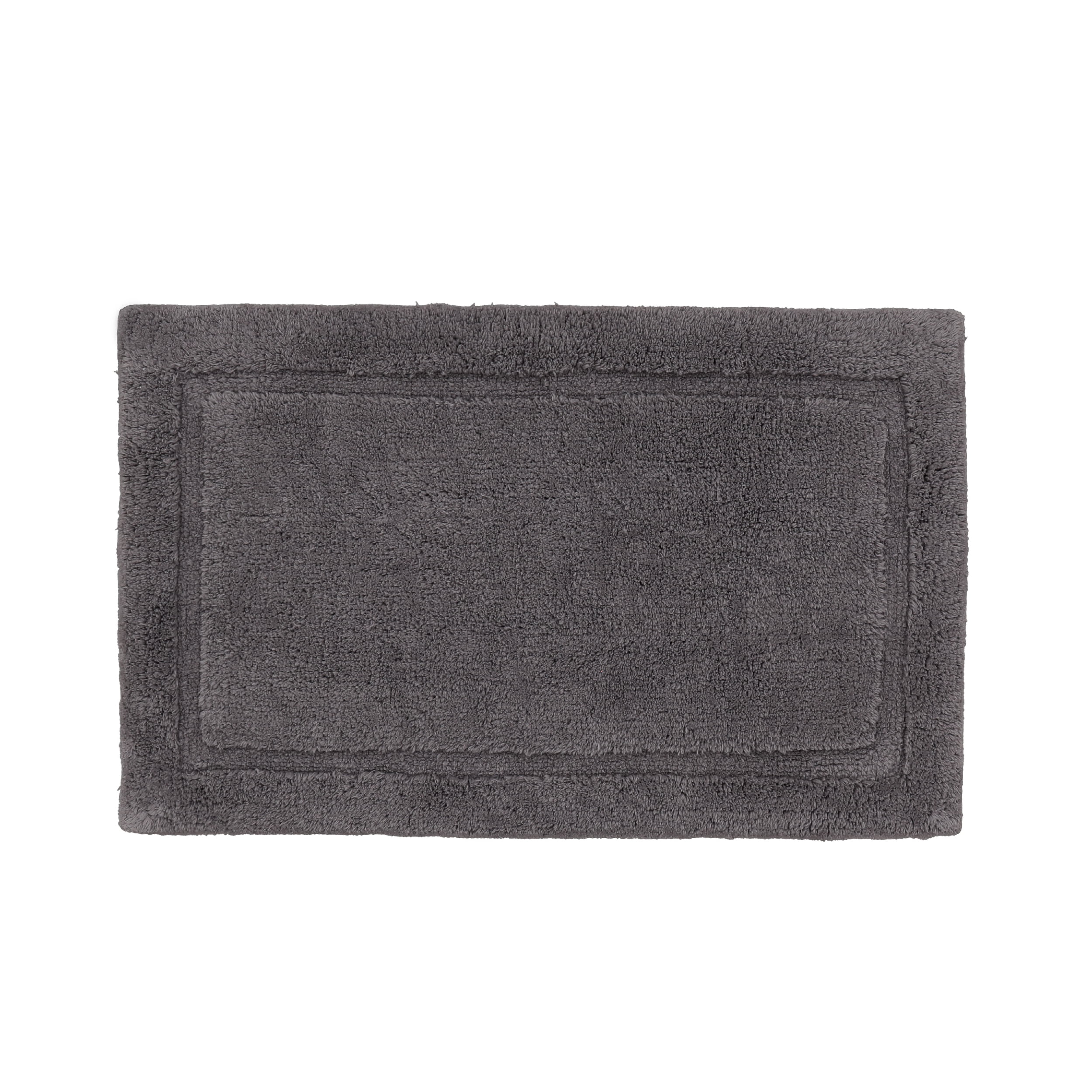 Jean Pierre New York Lydia Border 100% Cotton Bath Mat - Non-Slip Bath Rug - Charcoal Gray - 27"x45"