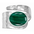 thumbnail image 4 of Sechi Green Malachite Hammered 925 Sterling Silver Gemstone Ring (9.5), 4 of 8