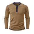 thumbnail image 5 of Henley Shirts for Men Ribbed Knit Long Sleeve Shirts Muscle Casual Loose Fit Color Block Trendy Fall Basic Top Lightweight Dressy Work Office Tees Business Pullovers, 5 of 5