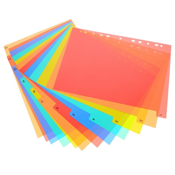 WORGEOUS  Notebook Dividers Plastic Colored Loose Leaf Paper Creative Marker Tabs Office