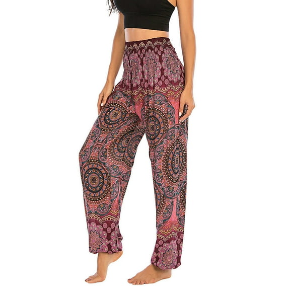 Leggings for Women Dqueduo Men Women Thai Harem Trousers Boho Festival Hippy Smock High Waist Yoga Pants Workout Leggings for Women