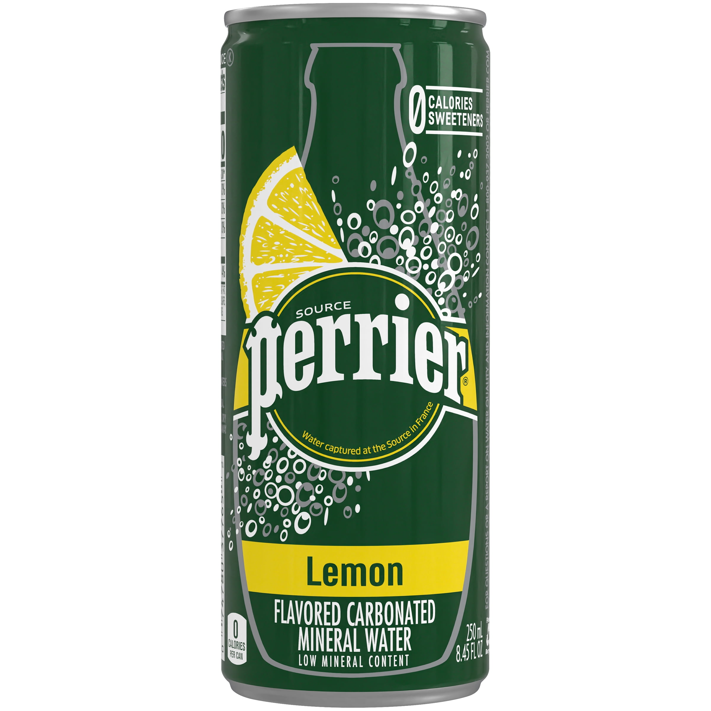 Perrier Sparkling Mineral Water, Lemon Slim Can, 8.4 Fl Oz, 30 Ct