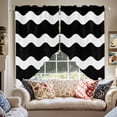 thumbnail image 2 of Black Wavy Swag Valances for Windows 2 Pack Stripes Swag Kitchen Curtains 63 Inches Long Rod Pocket Short Window Treatment for Kitchen Bathroom 36"x63", 2 of 8